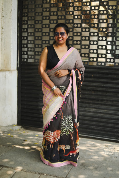 Woman showcasing her saree 