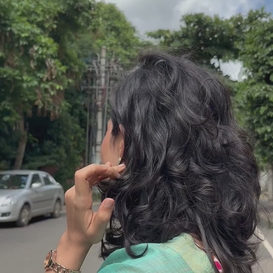 Woman in blue saree